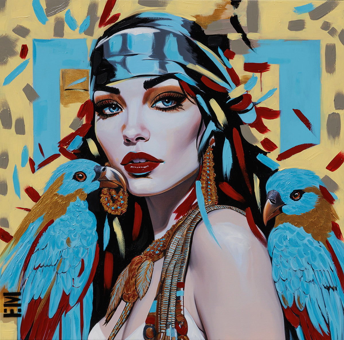'Twin Blue Macaws in Egypt' limited edition